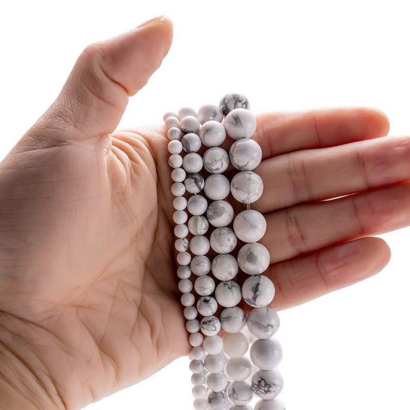 BEADIA Natural White Howlite Stone Round Loose Semi Gemstone Beads for Jewelry Making 8MM 44PCS - Image 4